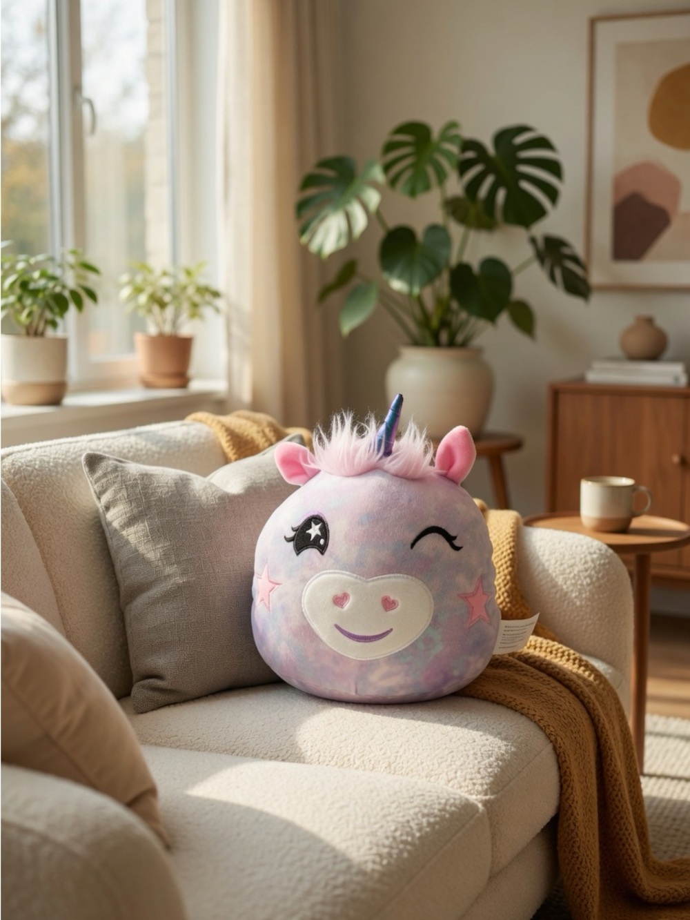 Plush Unicorn Cushion Stuffie Pillow for Kids - Pink & Purple